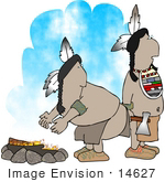 #14627 Native American Indian Men By A Fire Clipart