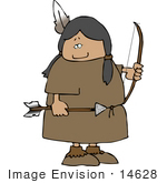 #14628 Native American Woman With A Bow And Arrow Clipart