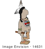 #14631 Native American Indian Man Holding A Hatchet Clipart