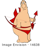 #14638 Middle Aged Caucasian Cupid Man Holding A Bow And Arrow Clipart