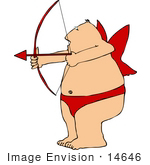 #14646 Middle Aged Caucasian Cupid Man Shooting An Arrow Clipart