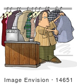 #14651 Middel Aged Caucasian Dry Cleaner Man Clipart