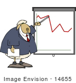 #14655 Sheep In A Business Suit Pointing At A Graph Clipart