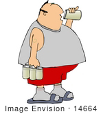 #14664 Middle Aged Caucasian Man Drinking Beer From A Can Clipart