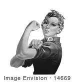 #14669 Picture Of Rosie The Riveter On A White Background Black And White