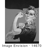 #14670 Picture Of Rosie The Riveter Without Text In Black And White
