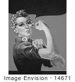 #14671 Picture Of Rosie The Riveter In Black And White No Text