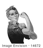 #14672 Picture of Rosie the Riveter in Black and White by JVPD