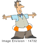 #14732 Man Wearing A Life Preserver Clipart