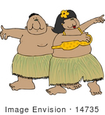 #14735 Two Hula Dancers Dancing Clipart
