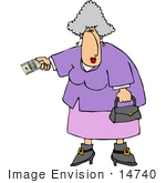 #14740 Senior Woman Purchasing Something Clipart