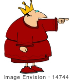 #14744 King in a Crown and Robe Pointing Clipart by DJArt