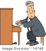 #14748 Caucasian Pianist Man Playing The Piano Clipart