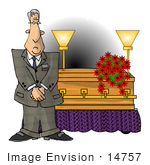 #14757 Mortician Man Standing by a Coffin Clipart by DJArt