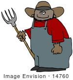 #14760 African American Farmer Man With A Pitchfork Clipart