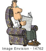 #14762 Caucasian Business Man Reading A Newspaper Clipart