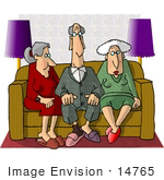#14765 Group Of Retired Seniors Sitting On A Couch Clipart