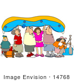#14768 Adults Children And A Dog Going Rafting Clipart