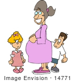 #14771 Pregnant Mother And Her Son And Daughter Clipart