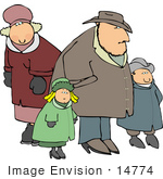 #14774 Caucasian Family In Hats Coats And Mittens Clipart