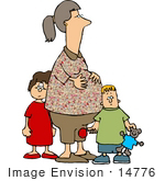 #14776 Pregnant Mother And Her Son And Daughter Clipart