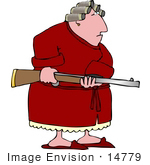 #14779 Angry Woman On Pms Holding A Rifle Clipart