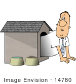 #14780 Man In A Dog House Clipart