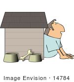 #14784 Man In A Dog House Marriage Problems Clipart