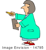 #14795 Caucasian Scientist Woman Holding A Pencil And Clipboard Clipart
