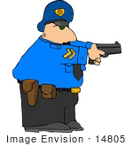 #14805 Caucasian Policeman With A Pistil Clipart