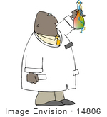 #14806 African American Scientist Man With A Beaker Clipart