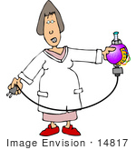 #14817 Scientist Woman With An Electrical Potion Clipart