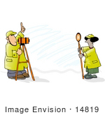 #14819 Surveyor Team In Hats And Raincoats Clipart