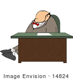 #14824 Business Man Sitting At A Desk Clipart