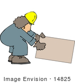 #14825 Woman Construction Worker Picking Up A Box Clipart