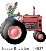 #14837 African American Farmer Man Driving A Tractor Clipart
