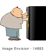 #14883 Man Opening A Safe Box Clipart