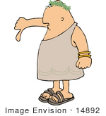 #14892 Emperor In A Toga Giving The Thumbs Down Sign Clipart