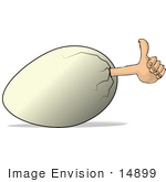 #14899 Human Hand Sticking Out Of An Egg Giving The Thumbs Up Clipart
