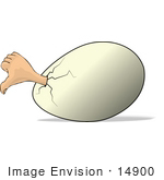#14900 Human Hand Sticking Out Of An Egg Giving The Thumbs Down Clipart