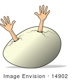 #14902 Human Arms Reaching Out From An Egg Clipart
