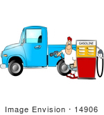 #14906 Man Pumpking Gas Into His Truck Clipart