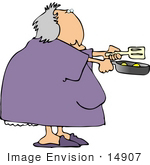 #14907 Elder Woman Cooking Eggs Clipart