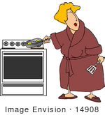 #14908 Blond Caucasian Woman Cooking Eggs Clipart