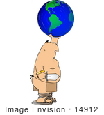 #14912 Caucasian Man In A Loincloth Holding A Sword And Globe Clipart