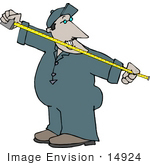#14924 Man Using A Tape Measure Clipart
