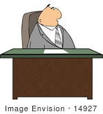 #14927 Caucasian Business Man Seated At A Desk Clipart