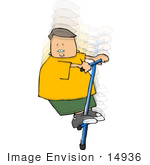 #14936 Caucasian Boy In Motion On A Pogo Stick Clipart