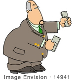#14941 Caucasian Business Man Holding Money In His Hands Clipart