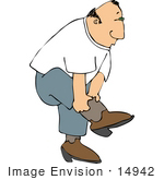 #14942 Man Putting His Boots On Clipart
